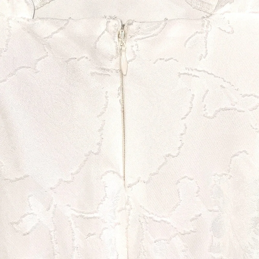 Adrianna Papell Dress Lacy Ivory Size 12 Lined Boho Embroidered Overlay Midi - Picture 10 of 16